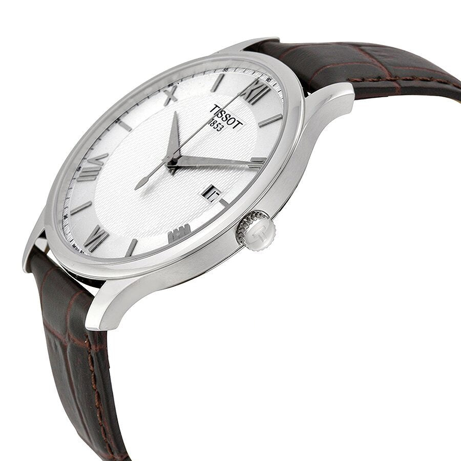  Shop Authentic Tissot T Classic Tradition Silver Dial Brown Leather Strap Watch For Men - T063.610.16.038.00 - Luxxuri