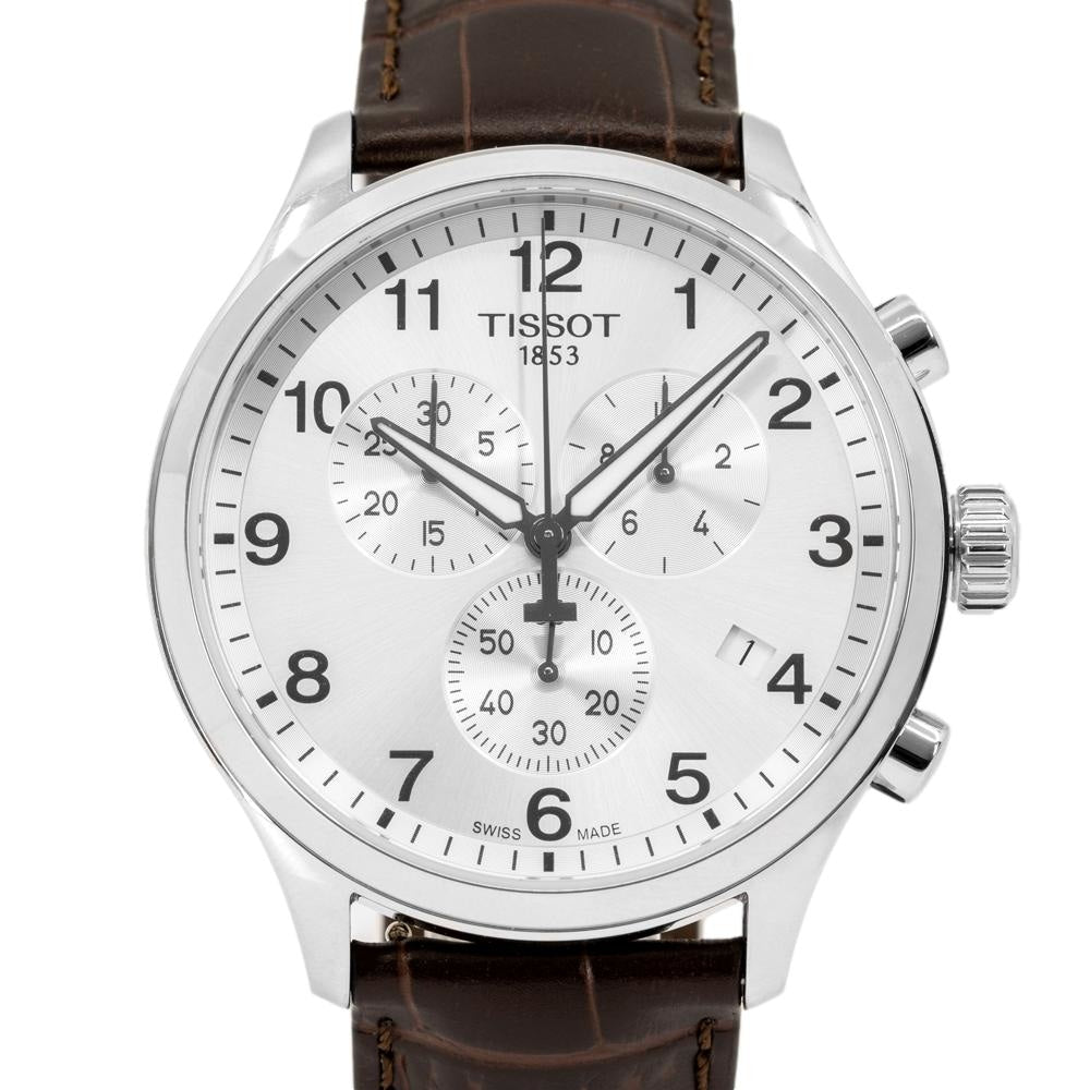  Shop Authentic Tissot Chrono XL Silver Dial Brown Leather Strap Watch For Men - T116.617.16.037.00 - Luxxuri