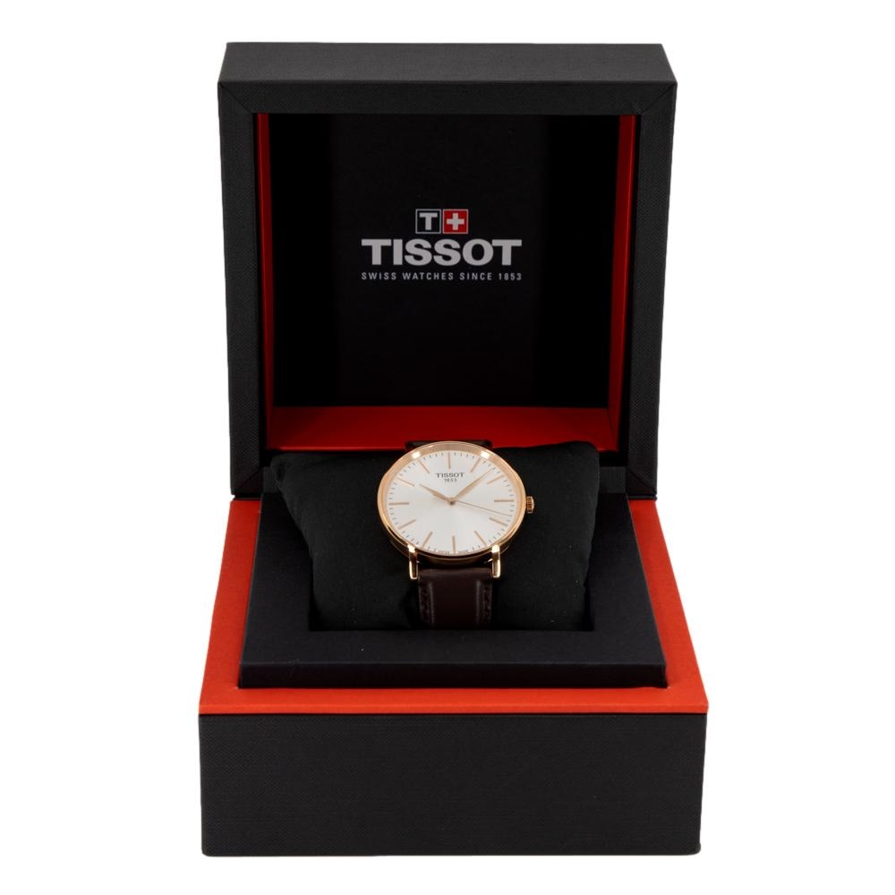  Shop Authentic Tissot Everytime Gent Silver Dial Brown Leather Strap Watch for Men - T143.410.36.011.00 - Luxxuri
