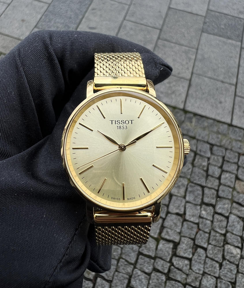  Shop Authentic Tissot Everytime Lady Gold Dial Gold Mesh Bracelet Watch for Women - T143.210.33.021.00 - Luxxuri