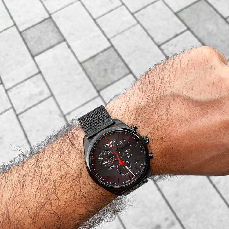  Shop Authentic Tissot T Classic PR 100 Chronograph Black Dial Black Mesh Bracelet Watch For Men - T101.417.33.051.00 - Luxxuri
