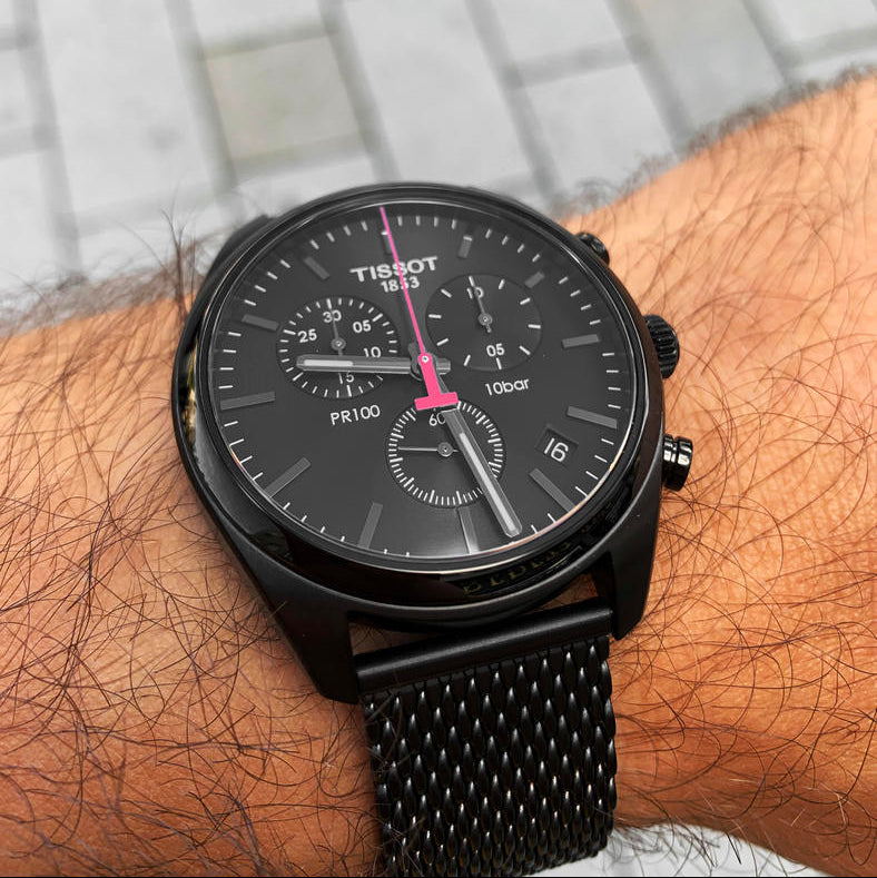  Shop Authentic Tissot T Classic PR 100 Chronograph Black Dial Black Mesh Bracelet Watch For Men - T101.417.33.051.00 - Luxxuri