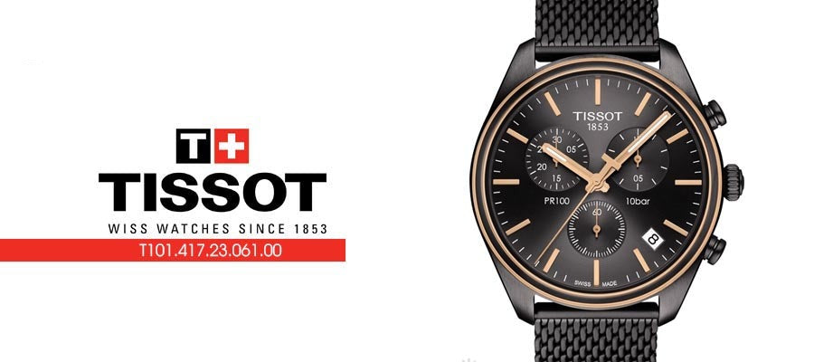  Shop Authentic Tissot T Classic PR 100 Chronograph Anthracite Black Dial Black Mesh Bracelet Watch For Men - T101.417.23.061.00 - Luxxuri