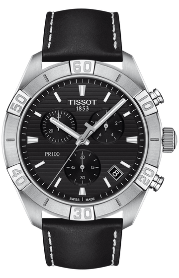  Shop Authentic Tissot PR 100 Sport Quartz Chronograph Black Dial Black Leather Strap Watch For Men - T101.617.16.051.00 - Luxxuri