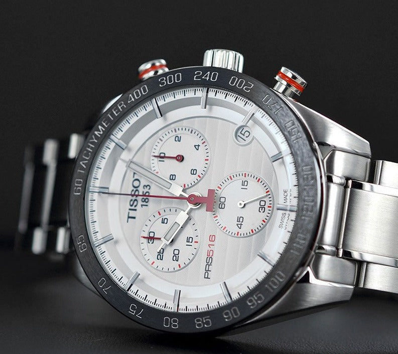  Shop Authentic Tissot T Sport PRS 516 Chronograph White Dial Silver Steel Strap Watch For Men - T100.417.11.031.00 - Luxxuri