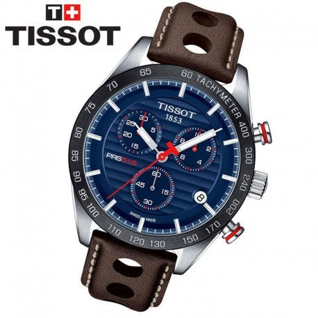  Shop Authentic Tissot PRS 516 Chronograph Blue Dial Brown Leather Strap Watch For Men - T100.417.16.041.00 - Luxxuri