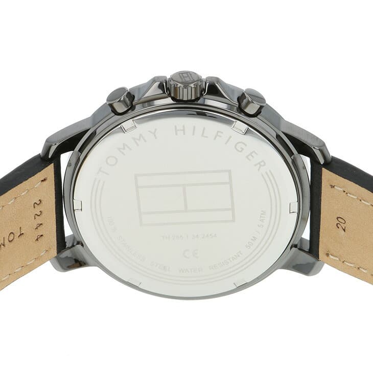  Shop Authentic Tommy Hilfiger London Chronograph Grey Dial Black Leather Strap Watch for Men - 1791533 - Luxxuri