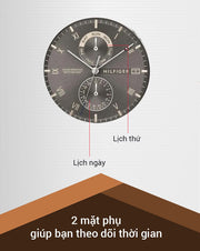  Shop Authentic Tommy Hilfiger Kane Grey Dial Brown Leather Strap Watch for Men - 1710398 - Luxxuri