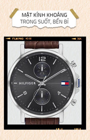  Shop Authentic Tommy Hilfiger Daniel Grey Dial Brown Leather Strap Watch for Men - 1710416 - Luxxuri