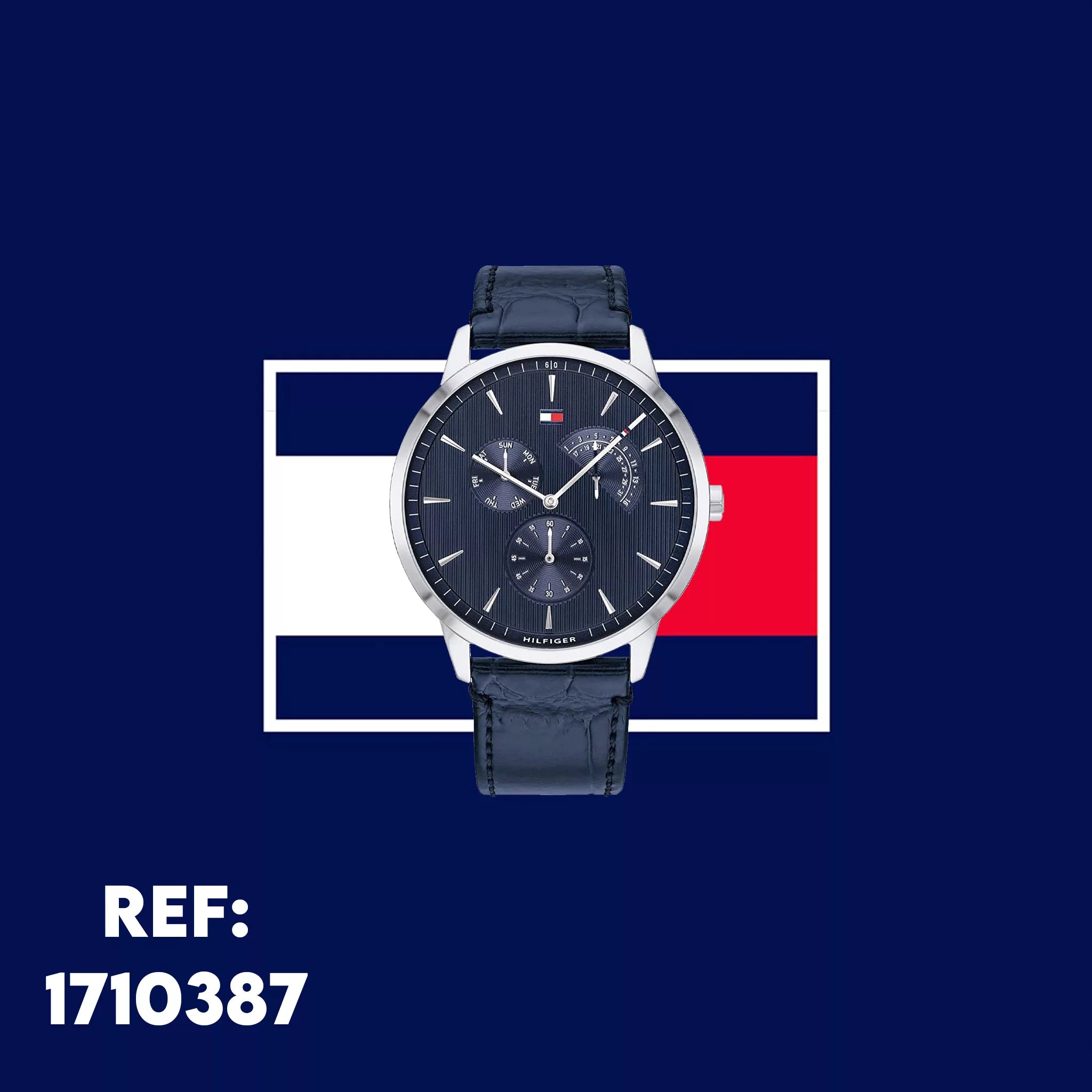  Shop Authentic Tommy Hilfiger Brad Chronograph Quartz Blue Dial Blue Leather Strap Watch For Men - 1710387 - Luxxuri
