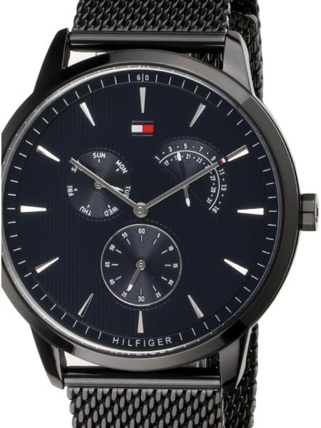  Shop Authentic Tommy Hilfiger Brad Quartz Blue Dial Black Mesh Bracelet Watch For Men - 1710392 - Luxxuri