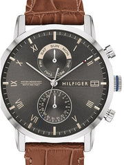  Shop Authentic Tommy Hilfiger Kane Grey Dial Brown Leather Strap Watch for Men - 1710398 - Luxxuri
