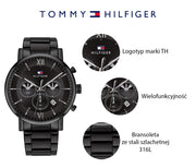  Shop Authentic Tommy Hilfiger Evan Chronograph Quartz Black Dial Black Steel Strap Watch For Men - 1710410 - Luxxuri