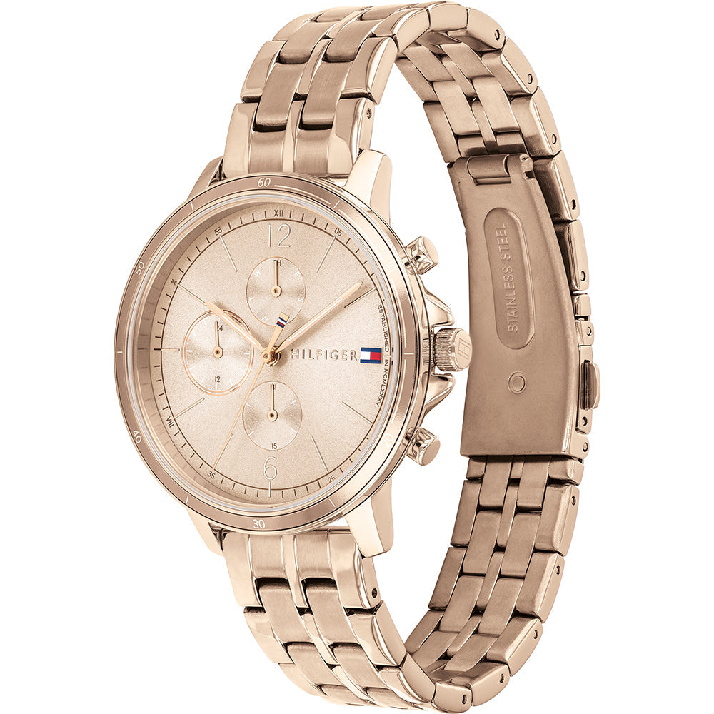  Shop Authentic Tommy Hilfiger Madison Chronograph Quartz Rose Gold Dial Rose Gold Steel Strap Watch For Women - 1782190 - Luxxuri