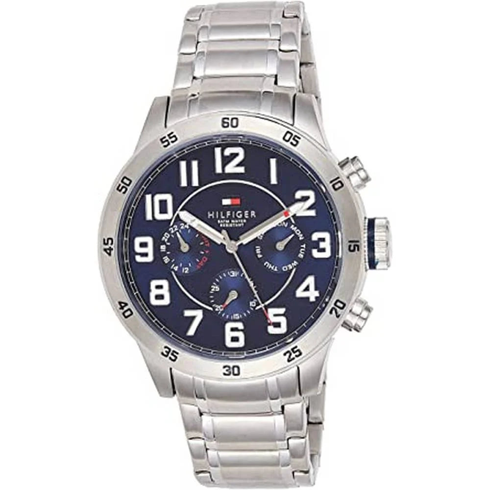  Shop Authentic Tommy Hilfiger Trent Chronograph Blue Dial Silver Steel Strap Watch for Men - 1791053 - Luxxuri