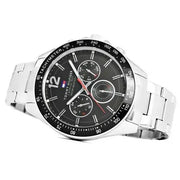  Shop Authentic Tommy Hilfiger Luke Chronograph Black Dial Silver Steel Strap Watch for Men - 1791104 - Luxxuri