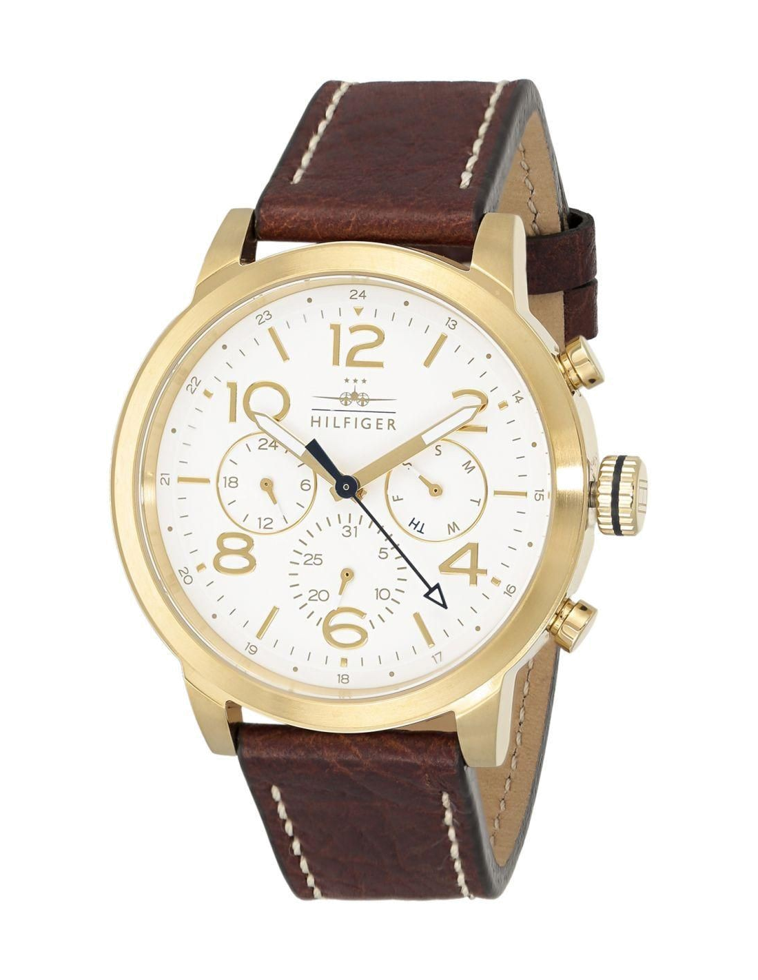  Shop Authentic Tommy Hilfiger Jake Quartz White Dial Brown Leather Strap Watch for Men - 1791231 - Luxxuri
