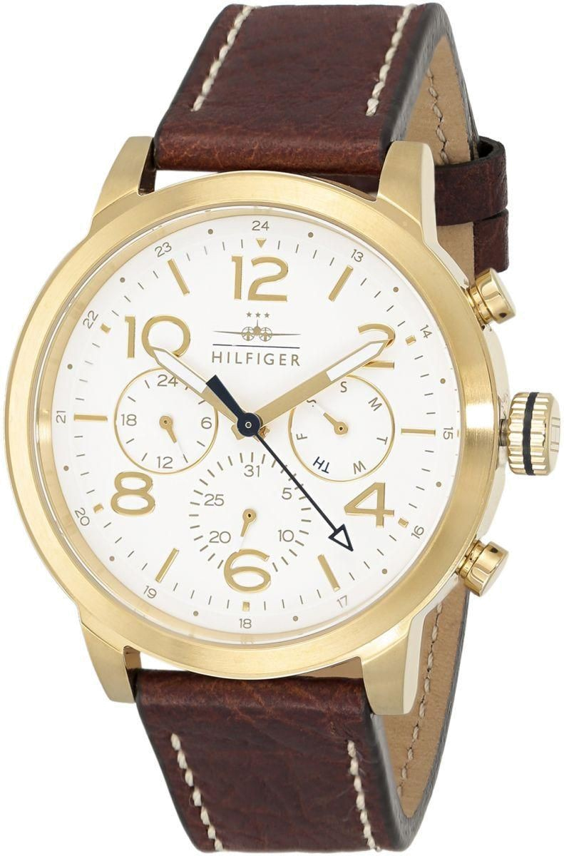  Shop Authentic Tommy Hilfiger Jake Quartz White Dial Brown Leather Strap Watch for Men - 1791231 - Luxxuri