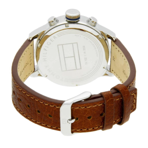  Shop Authentic Tommy Hilfiger Jackson Multi-Function Silver Dial Brown Leather Strap Watch for Men - 1791239 - Luxxuri