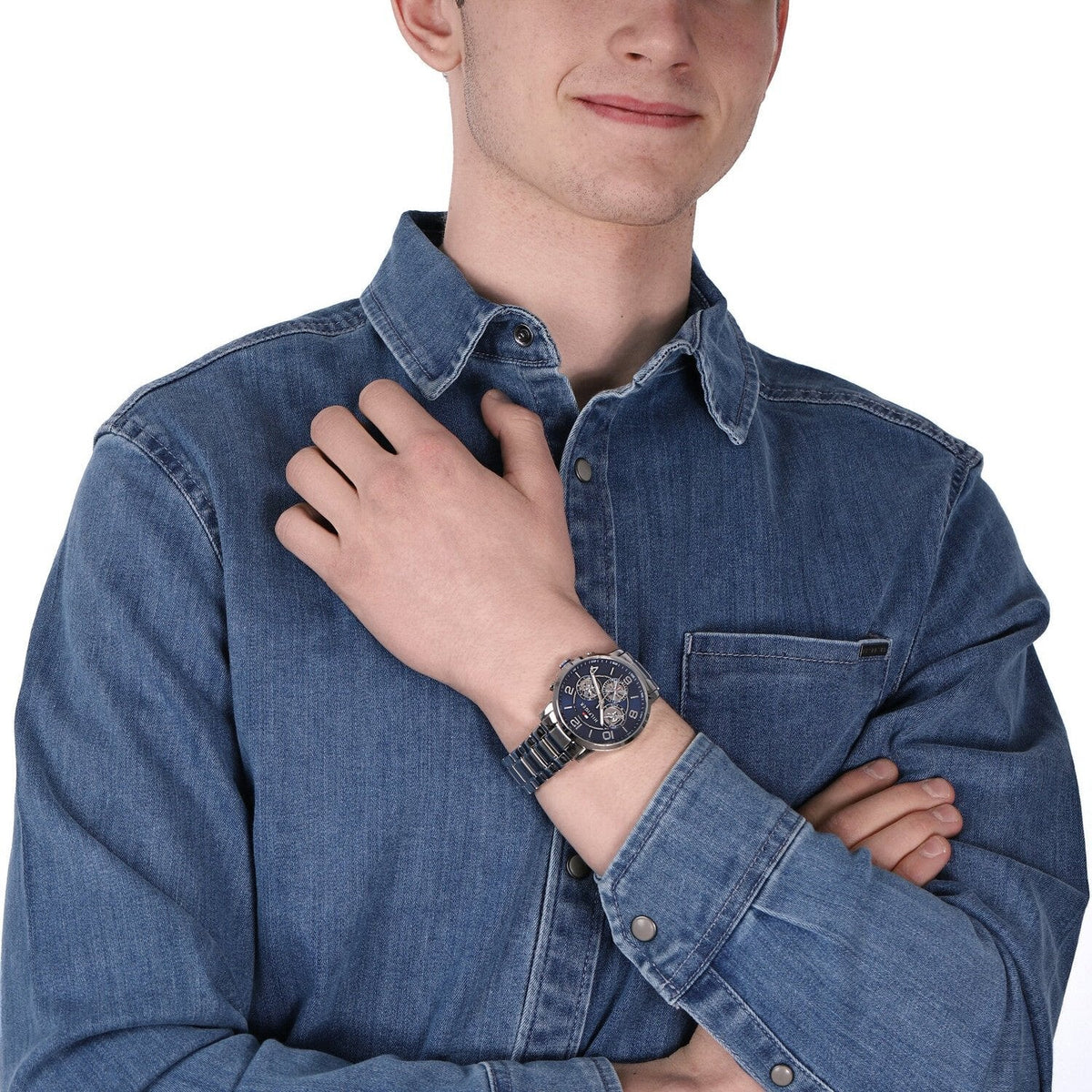  Shop Authentic Tommy Hilfiger Keagan Blue Dial Silver Steel Strap Watch for Men - 1791293 - Luxxuri