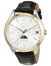  Shop Authentic Tommy Hilfiger Oliver Analog Silver Dial Black Leather Strap Watch for Men - 1791305 - Luxxuri