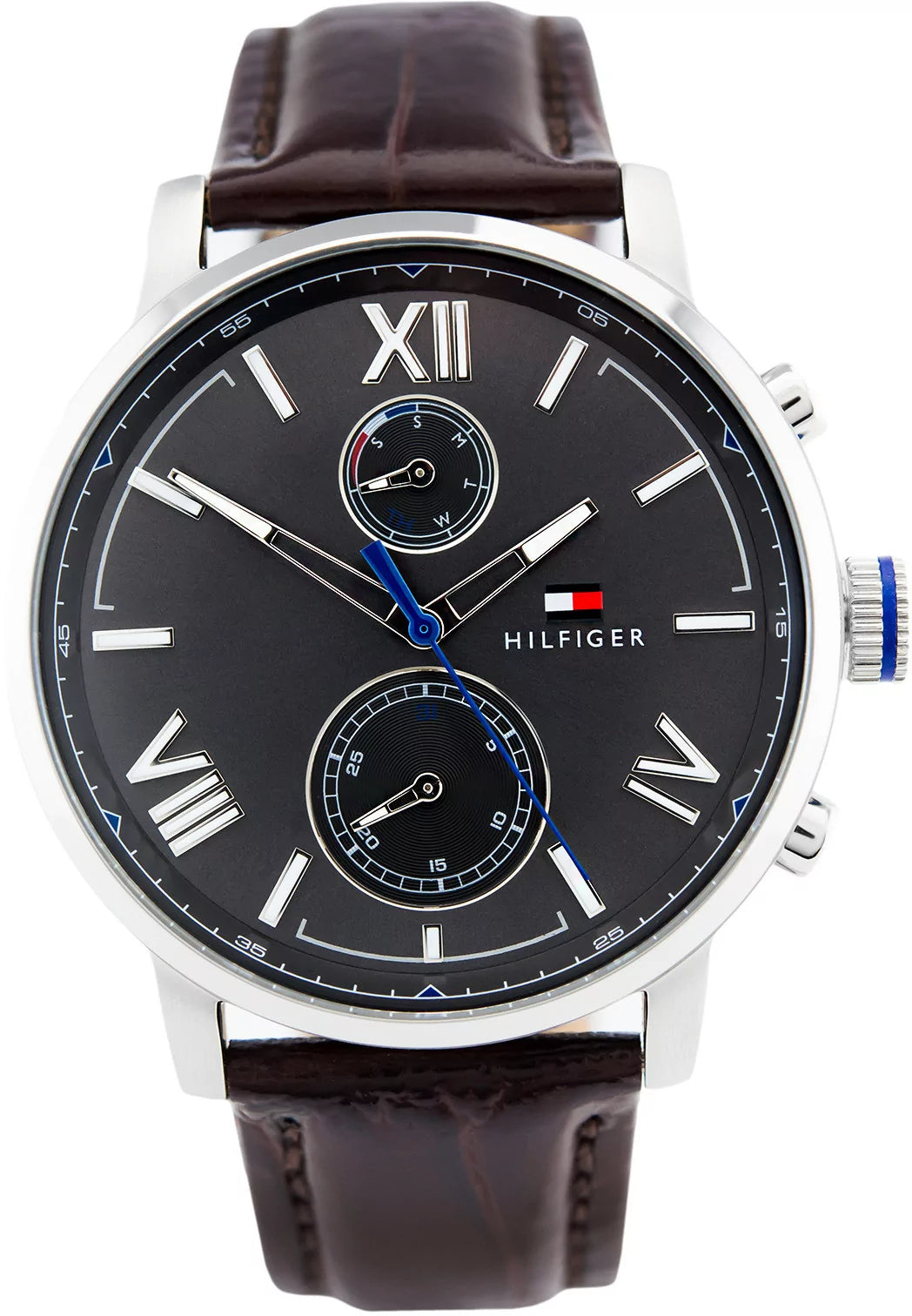  Shop Authentic Tommy Hilfiger Aiden Quartz Black Dial Brown Leather Strap Watch for Men - 1791309 - Luxxuri