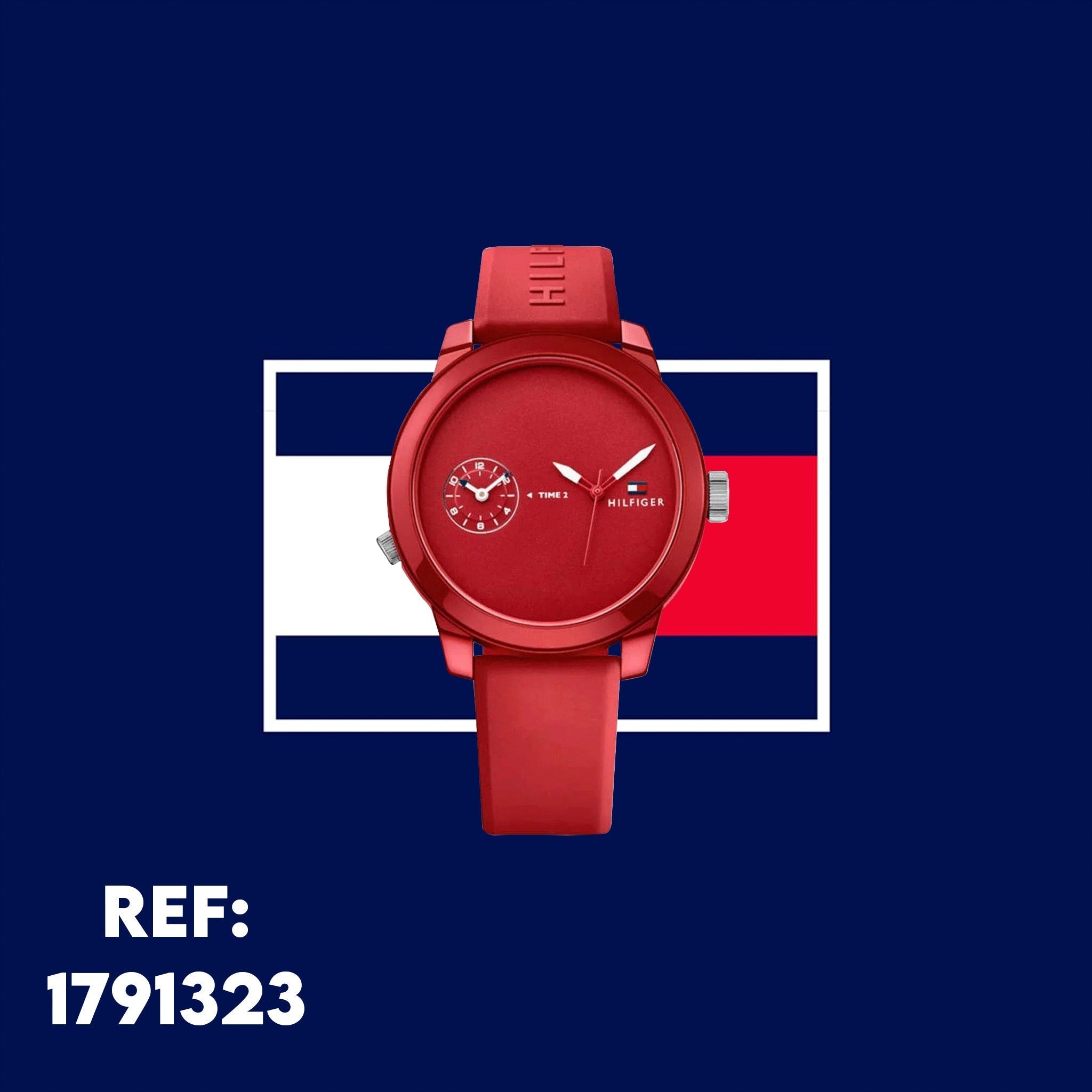  Shop Authentic Tommy Hilfiger Denim Quartz Red Dial Red Rubber Strap Watch for Men - 1791323 - Luxxuri