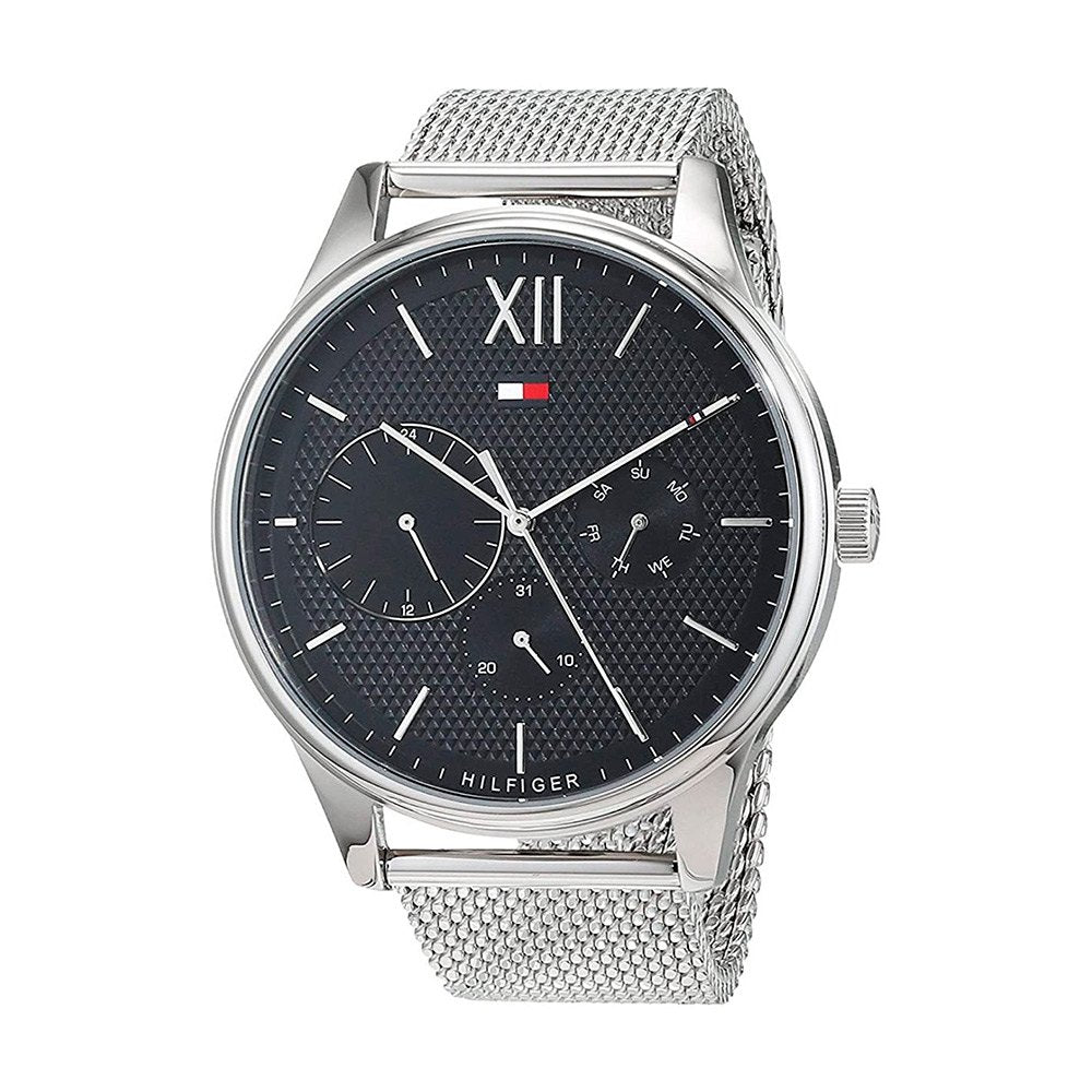  Shop Authentic Tommy Hilfiger Damon Quartz Chronograph Black Dial Silver Mesh Bracelet Watch for Men - 1791415 - Luxxuri