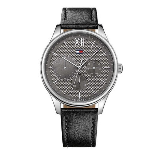  Shop Authentic Tommy Hilfiger Damon Multifunction Black Dial Black Leather Strap Watch for Men - 1791417 - Luxxuri