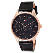  Shop Authentic Tommy Hilfiger Damon Quartz Black Dial Black Leather Strap Watch for Men - 1791419 - Luxxuri