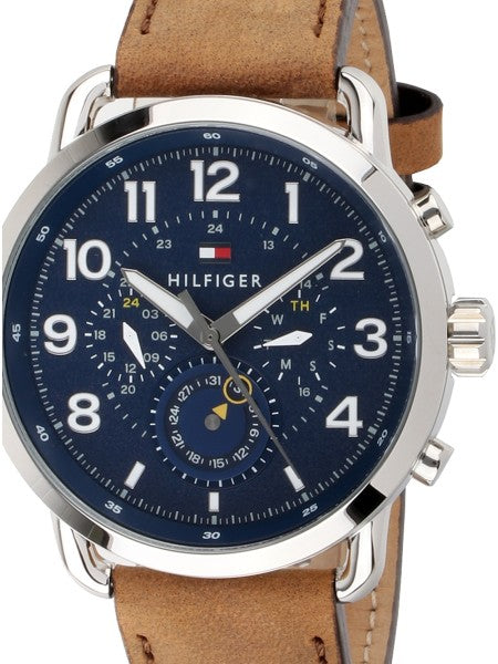  Shop Authentic Tommy Hilfiger Briggs Chronograph Blue Dial Brown Leather Strap Watch for Men - 1791424 - Luxxuri