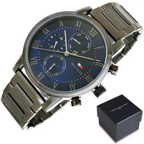  Shop Authentic Tommy Hilfiger Kane Quartz Blue Dial Black Steel Strap Watch for Men - 1791456 - Luxxuri