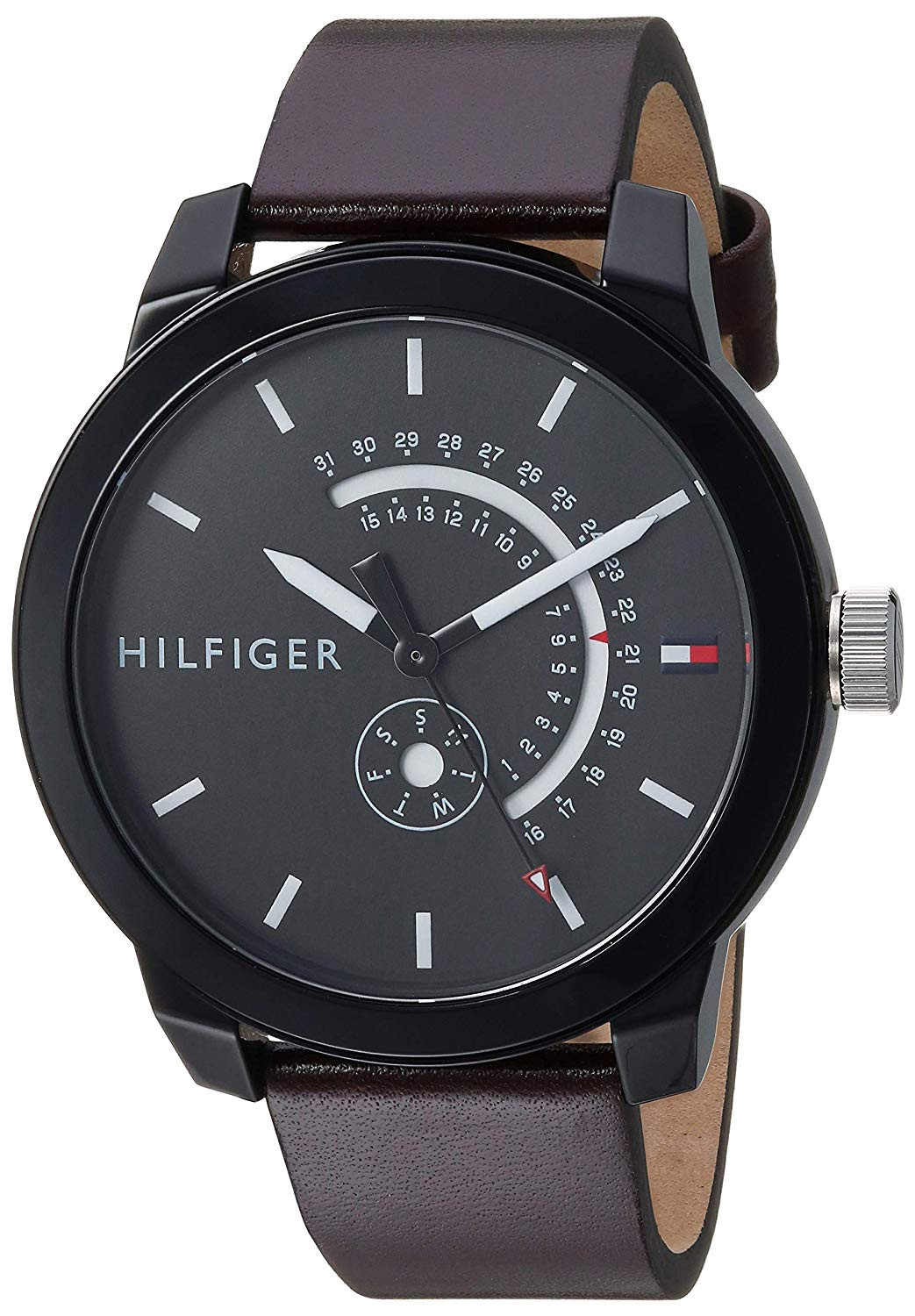  Shop Authentic Tommy Hilfiger Denim Black Dial Brown Leather Strap Watch for Men - 1791478 - Luxxuri