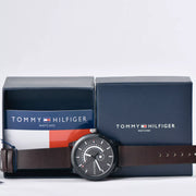  Shop Authentic Tommy Hilfiger Denim Black Dial Brown Leather Strap Watch for Men - 1791478 - Luxxuri
