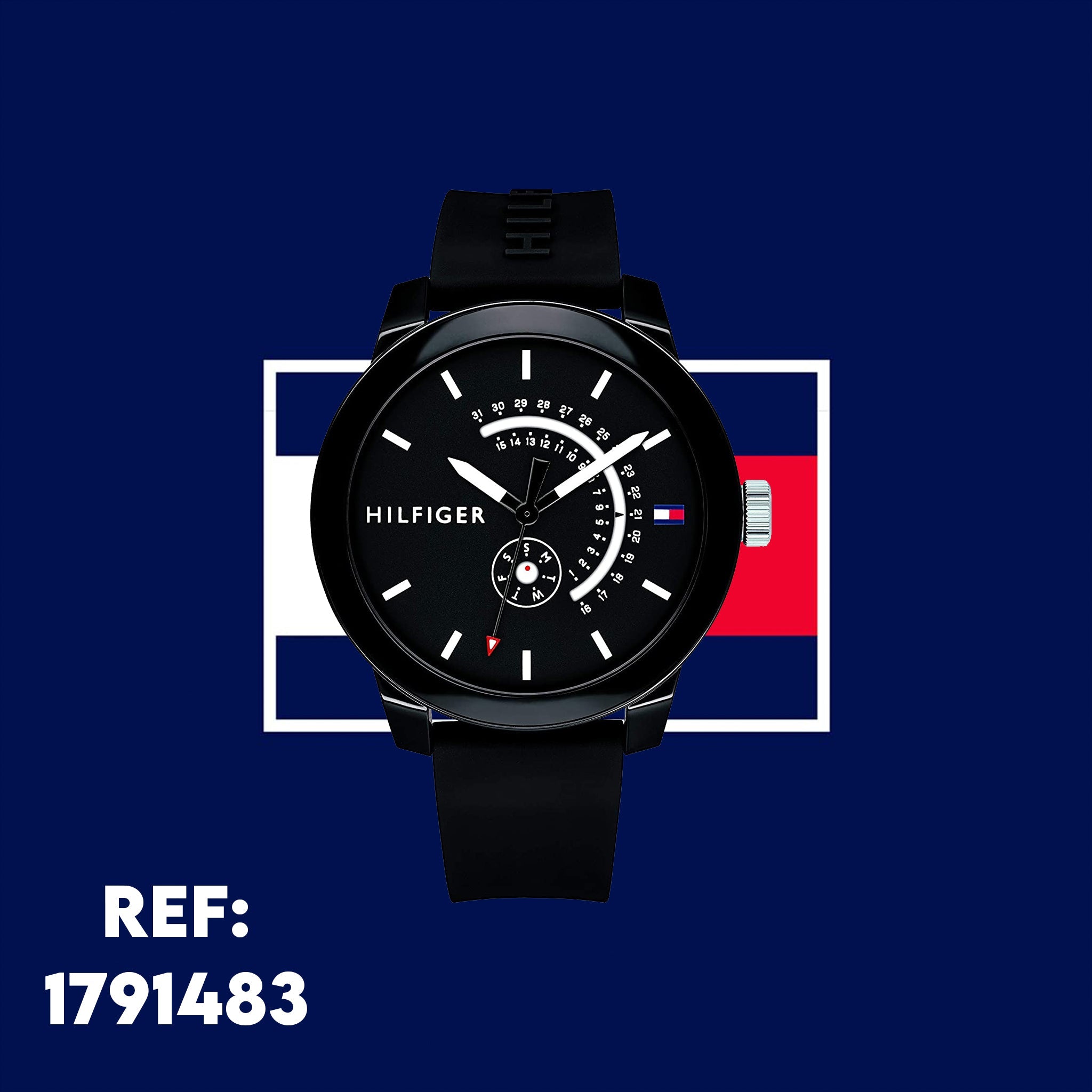  Shop Authentic Tommy Hilfiger Denim Quartz Black Dial Black Rubber Strap Watch for Men - 1791483 - Luxxuri