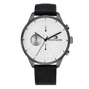  Shop Authentic Tommy Hilfiger Lexor Silver Dial Black Leather Strap Watch For Men - 1791489 - Luxxuri