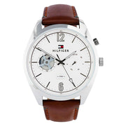  Shop Authentic Tommy Hilfiger Deacon White Dial Brown Leather Strap Watch for Men - 1791550 - Luxxuri