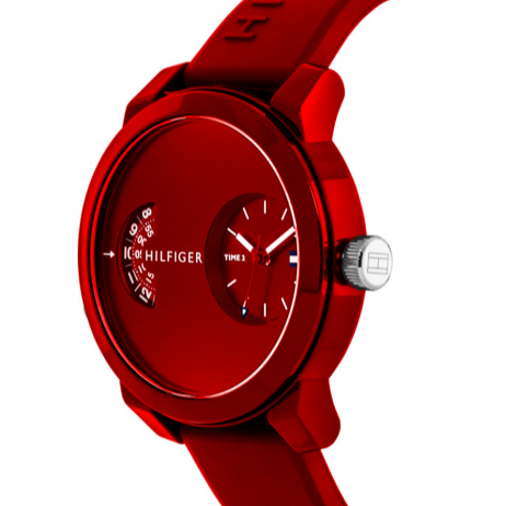  Shop Authentic Tommy Hilfiger Denim Red Dial Red Rubber Strap Watch for Men - 1791557 - Luxxuri