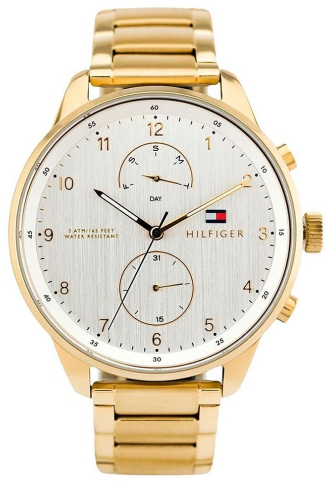  Shop Authentic Tommy Hilfiger Chase Quartz White Dial Gold Steel Strap Watch for Men - 1791576 - Luxxuri