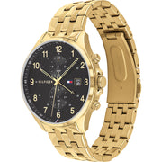  Shop Authentic Tommy Hilfiger West Chronograph Quartz Black Dial Gold Steel Strap Watch For Men - 1791708 - Luxxuri