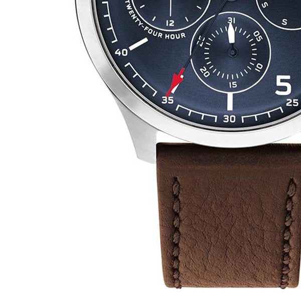  Shop Authentic Tommy Hilfiger Asher Chrongraph Blue Dial Brown Leather Strap Watch For Men - 1791855 - Luxxuri