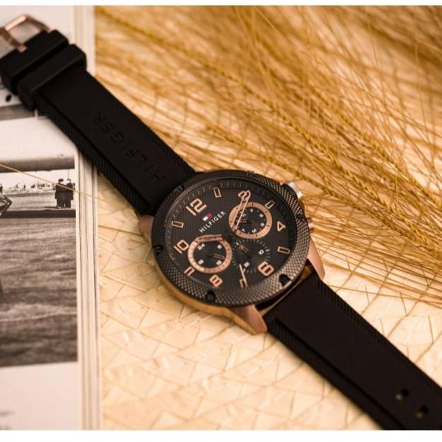  Shop Authentic Tommy Hilfiger Blaze Multifunction Black Dial Black Rubber Strap Watch For Men - 1792028 - Luxxuri