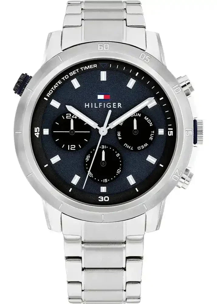  Shop Authentic Tommy Hilfiger Troy Chronograph Blue Dial Silver Steel Strap Watch For Men - 1792104 - Luxxuri