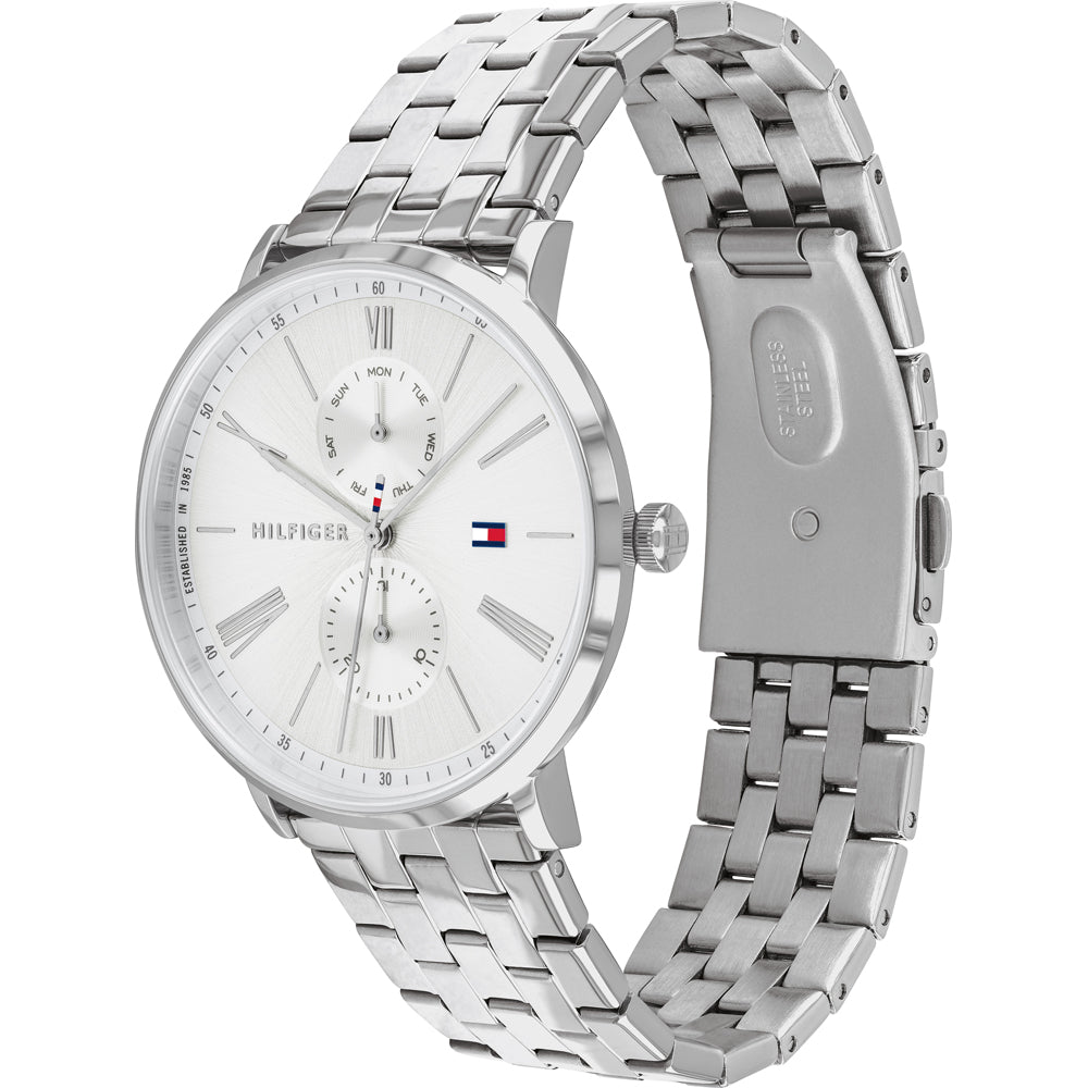  Shop Authentic Tommy Hilfiger Jenna Quartz White Dial Silver Steel Strap Watch for Women - 1782068 - Luxxuri