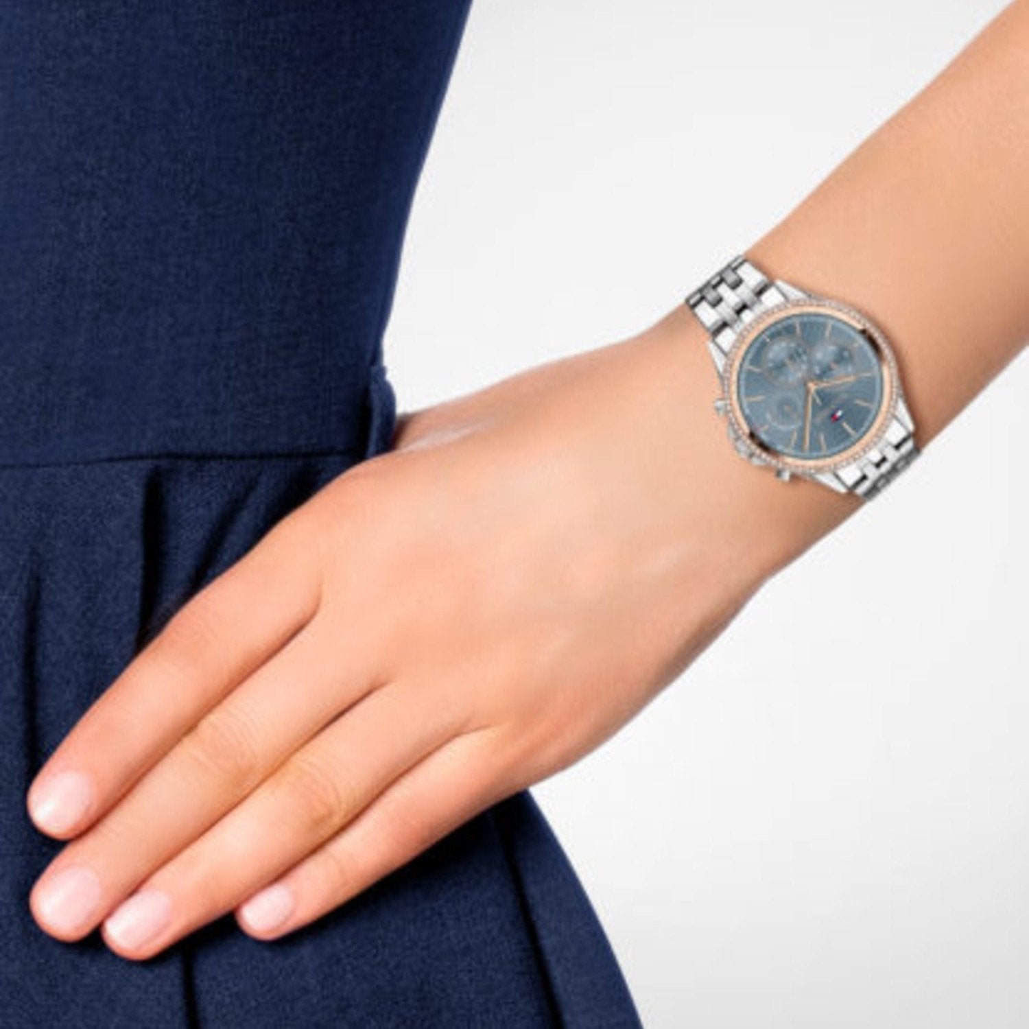  Shop Authentic Tommy Hilfiger Ari Diamonds Blue Dial Silver Steel Strap Watch for Women - 1781976 - Luxxuri