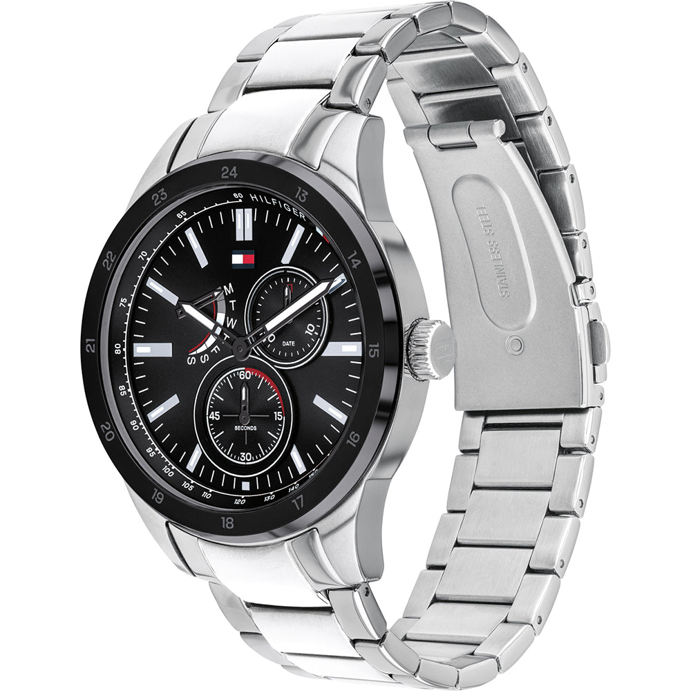  Shop Authentic Tommy Hilfiger Austin Black Dial Silver Steel Strap Watch for Men - 1791639 - Luxxuri