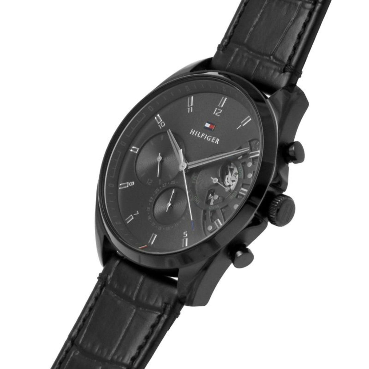  Shop Authentic Tommy Hilfiger Baker Chronograph Black Dial Black Leather Strap Watch For Men  - 1710452 - Luxxuri