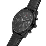  Shop Authentic Tommy Hilfiger Baker Chronograph Black Dial Black Leather Strap Watch For Men  - 1710452 - Luxxuri