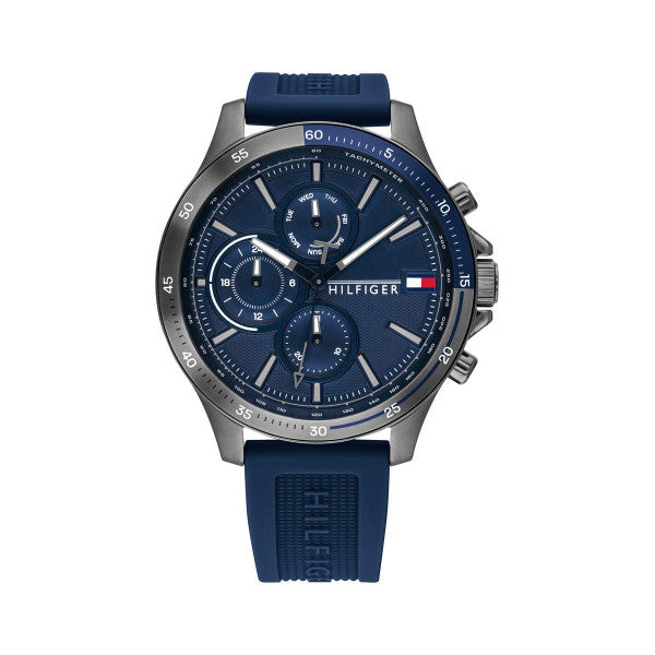  Shop Authentic Tommy Hilfiger Bank Blue Dial Blue Rubber Strap Watch for Men - 1791721 - Luxxuri