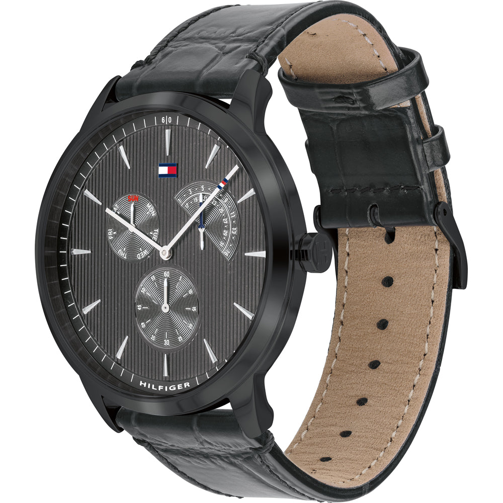  Shop Authentic Tommy Hilfiger Brad Chronograph Quartz Grey Dial Grey Leather Strap Watch For Men - 1710388 - Luxxuri